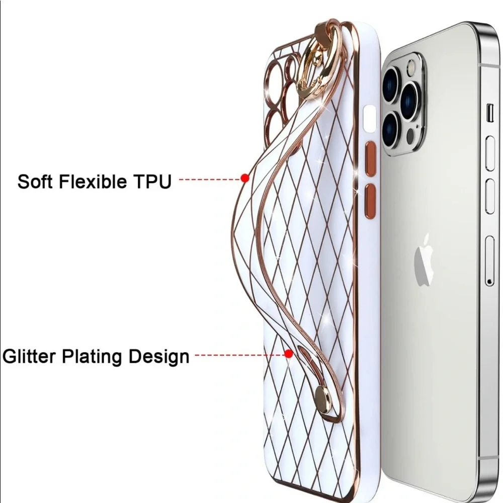 Iphone 13 Pro Case Full-Body Stylish Protective Cover Soft Case Wristband Holder